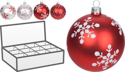 SFERA VETRO 10CM ROSSO/BIANCO 4ASS