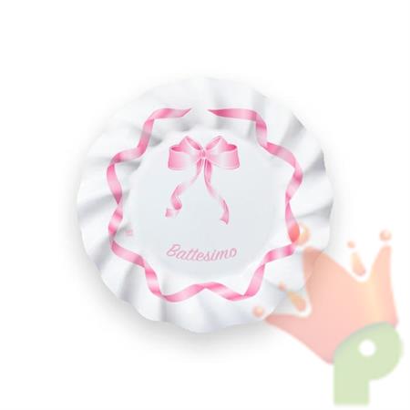 PIATTI 20CM BATTESIMO ROSA 8PZ