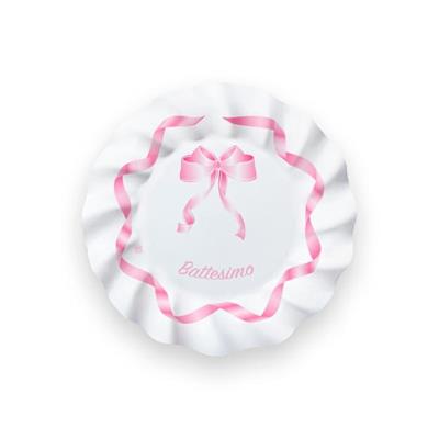 PIATTI 20CM BATTESIMO ROSA 8PZ