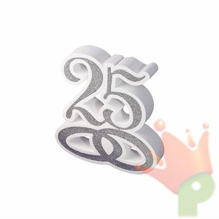 SCRITTA POLISTIROLO 25 ARGENTO 23X24X5CM