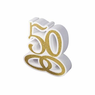 SCRITTA POLISTIROLO 50 ORO 23X24X5CM