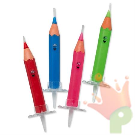 CANDELINE MATITE 9CM + SUPPORTO COLORATE 4PZ