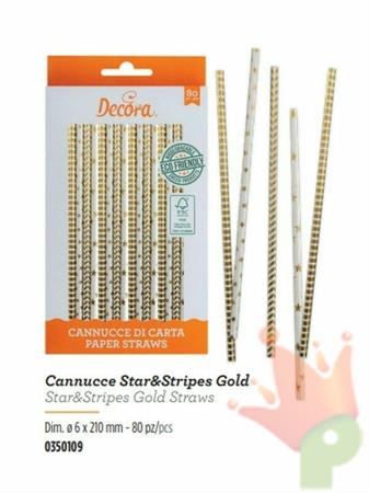 CANNUCCE STELLE E STRISCE ORO D. 6X210MM 80PZ