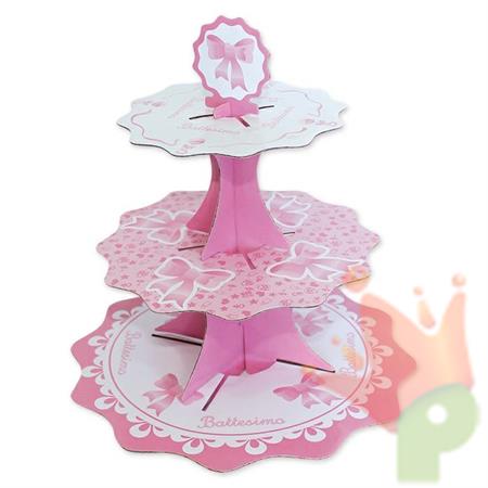 ALZATINA 3 PIANI 35-26-21X H.35CM IL MIO BATTESIMO ROSA