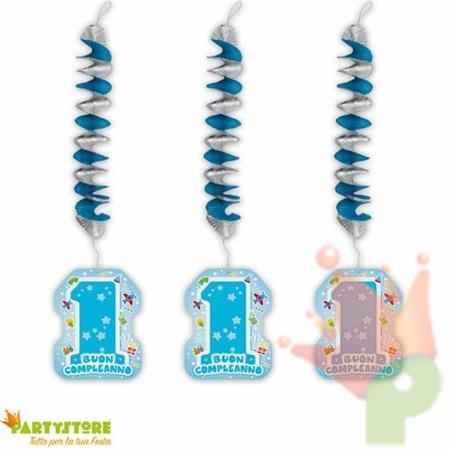ADDOBBI CON PENDENTI 20X80CM ONE LIGHT BLUE 3PZ
