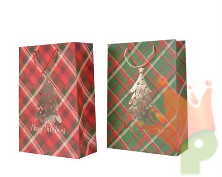 BUSTA REGALO IN CARTA 18X50X72CM STILE SCOZZESE ROSSO/VERDE MARR