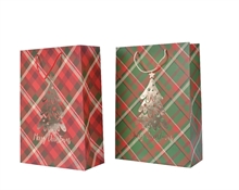 BUSTA REGALO IN CARTA 18X50X72CM STILE SCOZZESE ROSSO/VERDE MARR