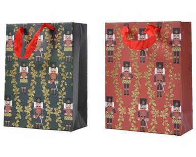 BUSTA REGALO IN CARTA 12X30X42CM ROSSO/VERDE CON SCHIACCIANOCI