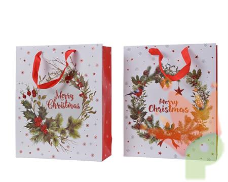 BUSTA REGALO BIANCA 18X50X72CM CON SCRITTA MARRY CHRISTMAS