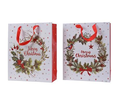 BUSTA REGALO BIANCA 18X50X72CM CON SCRITTA MARRY CHRISTMAS