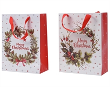 BUSTA REGALO BIANCA 12X30X42CM CON SCRITTA MARRY CHRISTMAS