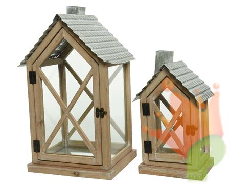 LANTERNA IN LEGNO 19X16X31CM