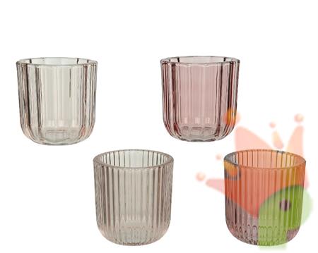 VASETTO PORTA TEALIGHT 9X9,4CM ROSA/CHAMPAGNE