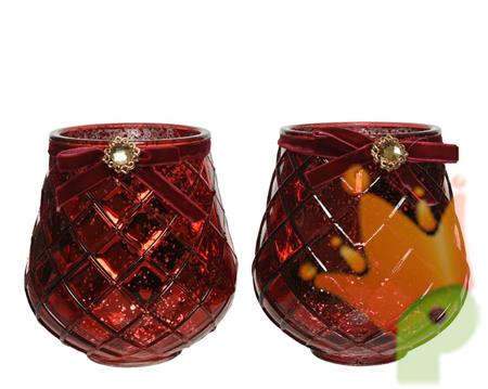 VASETTO VETRO 13X14CM ROSSO