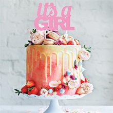CAKE TOPPER IT'S A GIRL 20X17CM GLITTER