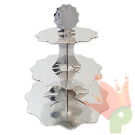 ALZATINA 3 PIANI 35-26-21X H.35CM ARGENTO