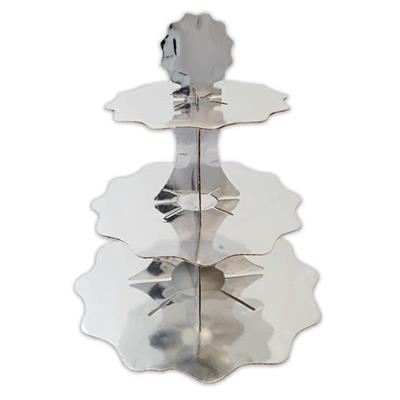 ALZATINA 3 PIANI 35-26-21X H.35CM ARGENTO