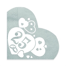 TOVAGLIOLI 33X33 CUORE NOZZE D'ARGENTO 20PZ