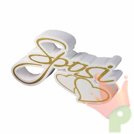 SCRITTA IN POLISTIROLO SPOSI ORO 40X24X5CM