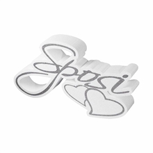 SCRITTA IN POLISTIROLO SPOSI ARGENTO 40X24X5CM