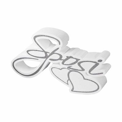 SCRITTA IN POLISTIROLO SPOSI ARGENTO 40X24X5CM