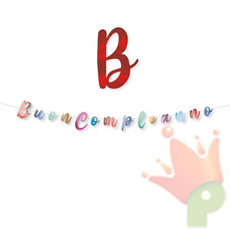 FESTONE SCRITTA ITALIC BUON COMPLEANNO METAL