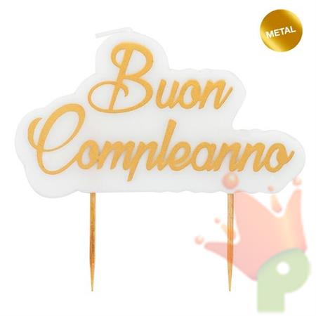 CANDELINA BUON COMPLEANNO ORO 8X10CM