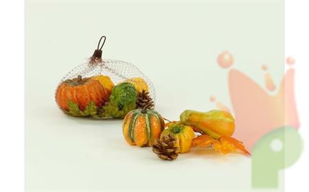 SACCHETTO CON ZUCCHE 18X18CM