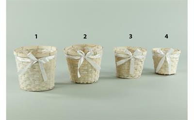 CESTINO VIMINI CON FIOCCO H.14,5CM D. 16CM BIANCO