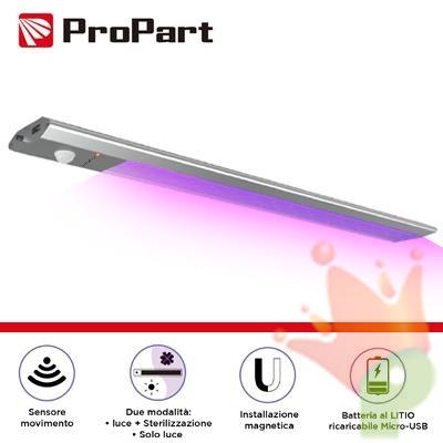 LAMPADA GERMICIDA STERILIZZANTE 60X40X10CM LED + UV MAGNETICA