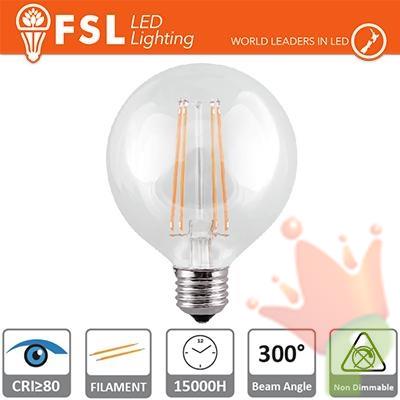 LAMPADINA FILAMENTO GLOBO D. 12,5CM 6W 2700K E27 700LM