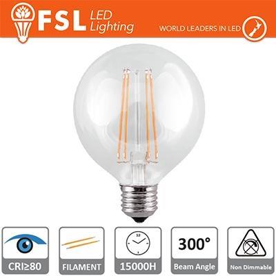 LAMPADINA FILAMENTO GLOBO D. 12,5CM 6W 2700K E27 700LM