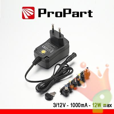 ALIMENTATORE SWITCHING MULTITENSIONE 3-12V 1000mA 12W