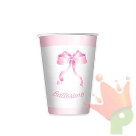 BICCHIERI 200CC BATTESIMO ROSA 8PZ