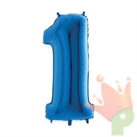 PALLONCINO MYLAR 40INCH 102CM NUMERO 1 BLU