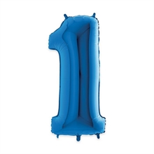 PALLONCINO MYLAR 40INCH 102CM NUMERO 1 BLU