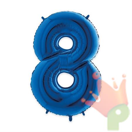 PALLONCINO MYLAR 40INCH 102CM NUMERO 8 BLU