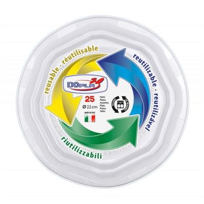 PIATTI FONDI OTTAGONALI 22CM BIANCO 25PZ