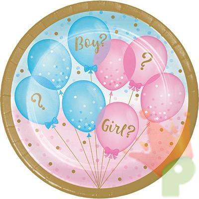 PIATTI 18CM GENDER REVEAL BALLOONS 8PZ