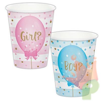 BICCHIERI 200CC GENDER REVEAL BALLOONS 8PZ