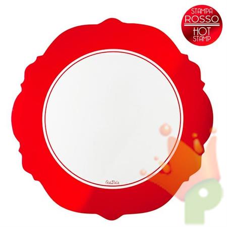 SOTTOPIATTI 33CM LIBERTY BIANCO BORDO ROSSO 4PZ
