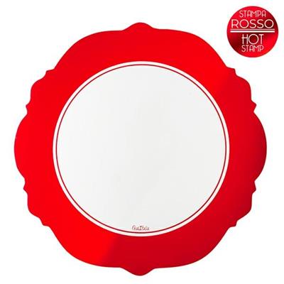 SOTTOPIATTI 33CM LIBERTY BIANCO BORDO ROSSO 4PZ