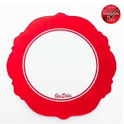 SOTTOBICCHIERI 10CM LIBERTY BIANCO/ROSSO 6PZ