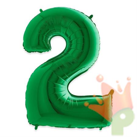 PALLONCINI MYLAR NUMERO 2 40INCH - 102CM VERDE