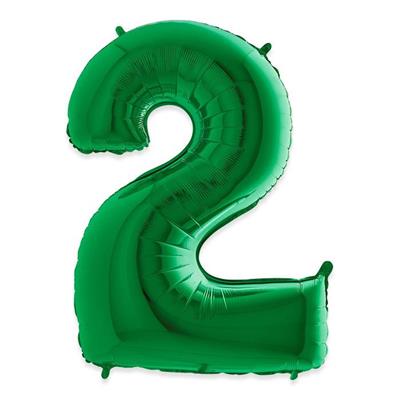 PALLONCINI MYLAR NUMERO 2 40INCH - 102CM VERDE