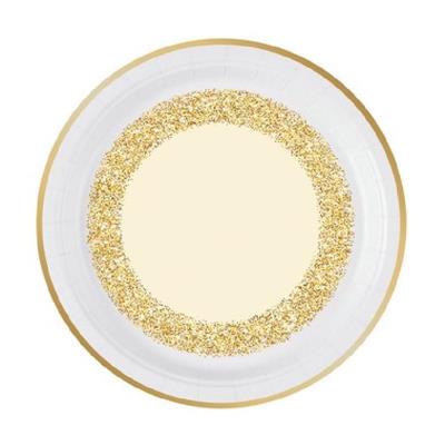 PIATTI 23CM GLITTER ORO 8PZ