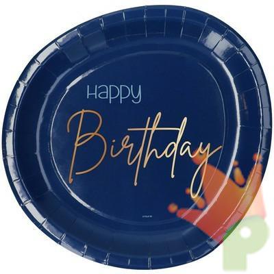 PIATTI 23CM HAPPY BIRTHDAY ELEGANT TRUE BLUE 8PZ