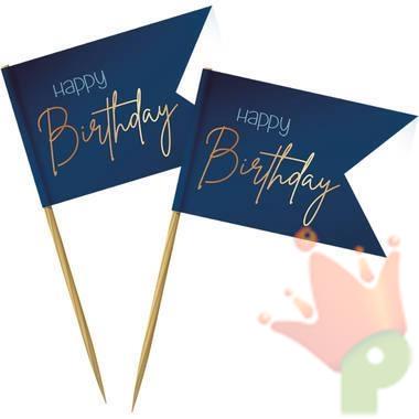PICKS BANDIERINE HAPPY BIRTHDAY ELEGANT TRUE BLUE 36PZ