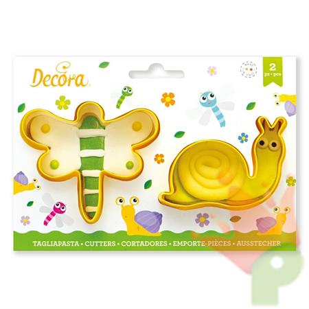 SET 2 TAGLIAPASTA LIBELLULA E LUMACA IN PLASTICA