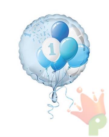 PALLONCINO MYLAR 18INCH 45CM 1 COMPLEANNO AZZURRO